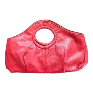 Vintage Y2K 90s Style Red Women's Clutch Faux Leather Loop Handles Chic